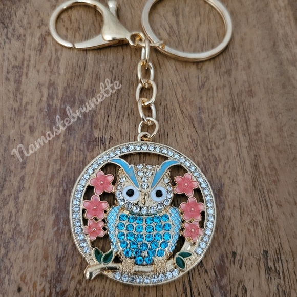 2/$20 Boho Owl Crystal Rhinestone Keychain Bag Charm - Picture 1 of 9